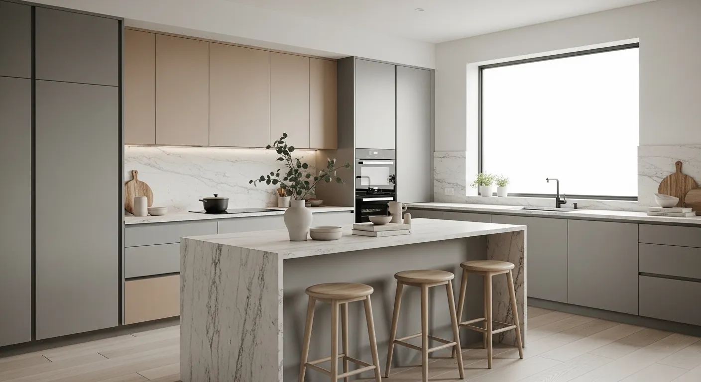 Matte finish kitchen cabinets with soft elegance