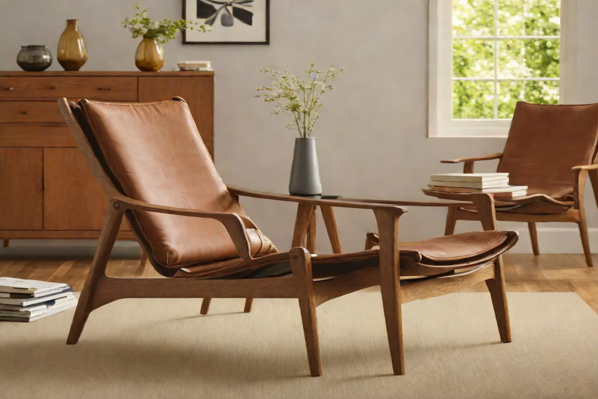 Vintage Leather Sling Accent Chairs Vintage Leather Sling Accent Chairs - Afrohemian Living Room Ideas