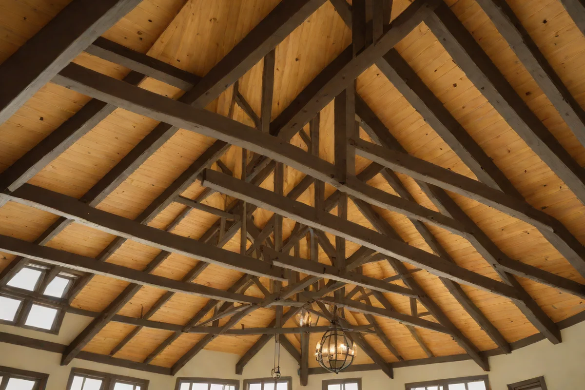 Thick Architectural Rough-Sawn Timber Ceiling Beams Thick Architectural Rough-Sawn Timber Ceiling Beams - Afrohemian Living Room Ideas