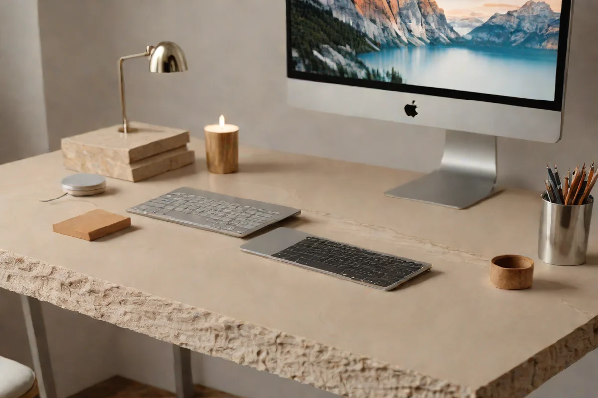 Monolithic Travertine Desk Risers - Girls' Bedroom Ideas