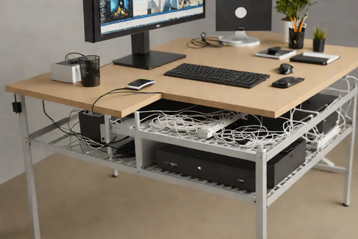 Inverted Desk-Skeleton Cable Management Trays - Girls' Bedroom Ideas