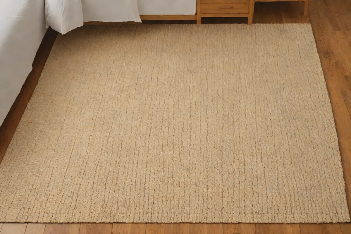 Flat-Woven Natural Bleached Jute Rugs - Green Bedroom Ideas