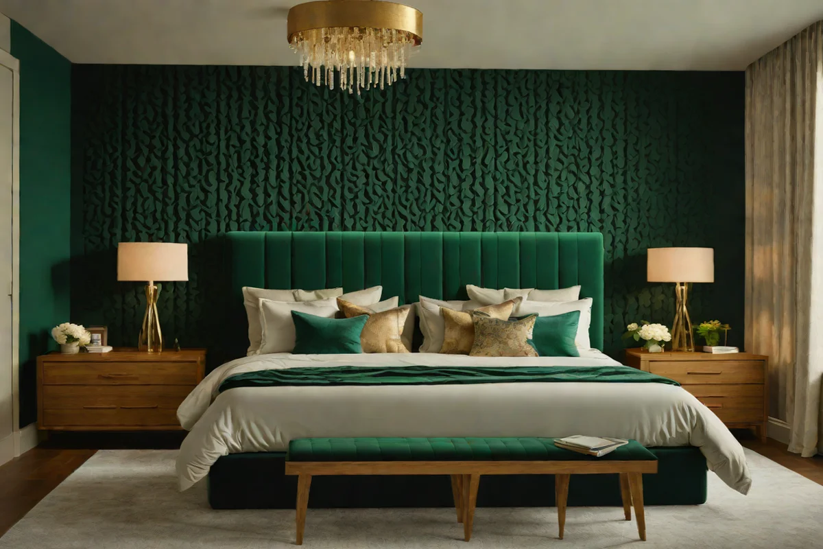 Deep Forest Green Velvet Headboard Panels - Green Bedroom Ideas