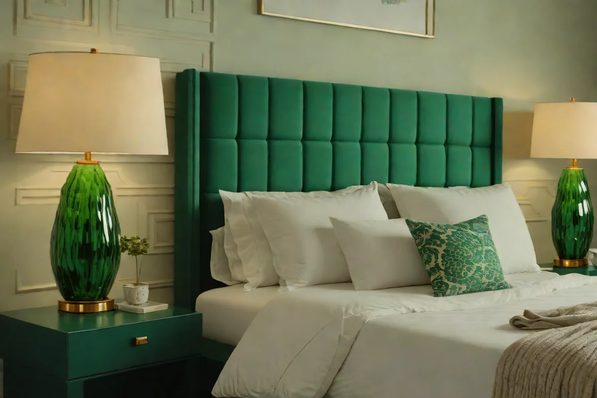 Symmetrical Axel Emerald Ceramic Lamps - Green Bedroom Ideas