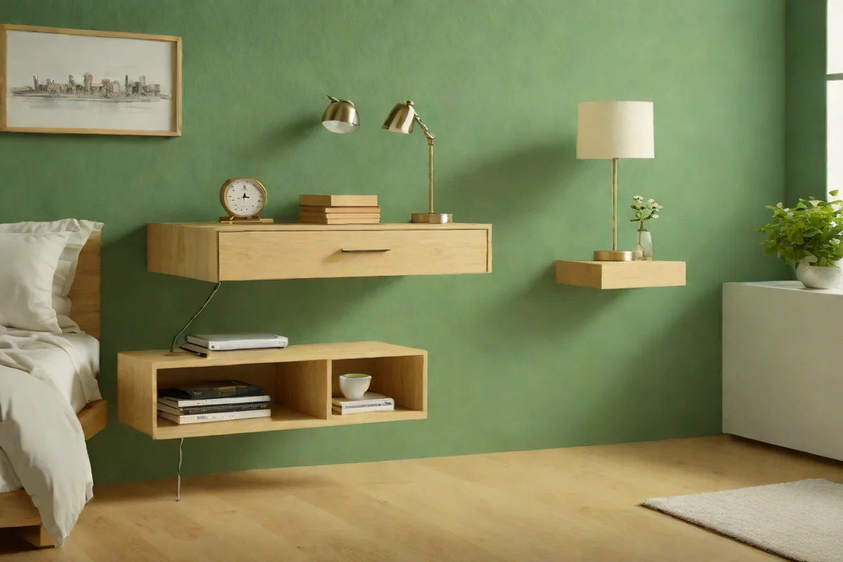 Floating Raw Oak Nightstands with Invisible Tech - Green Bedroom Ideas