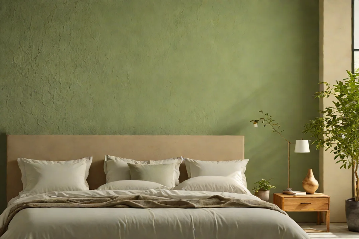 Plaster and Roman Clay Eucalyptus Walls - Green Bedroom Ideas