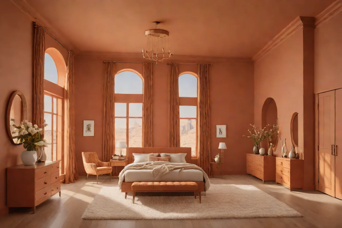 Monochromatic Terracotta and Dune Color Drenching - Modern Cowgirl Bedroom Ideas