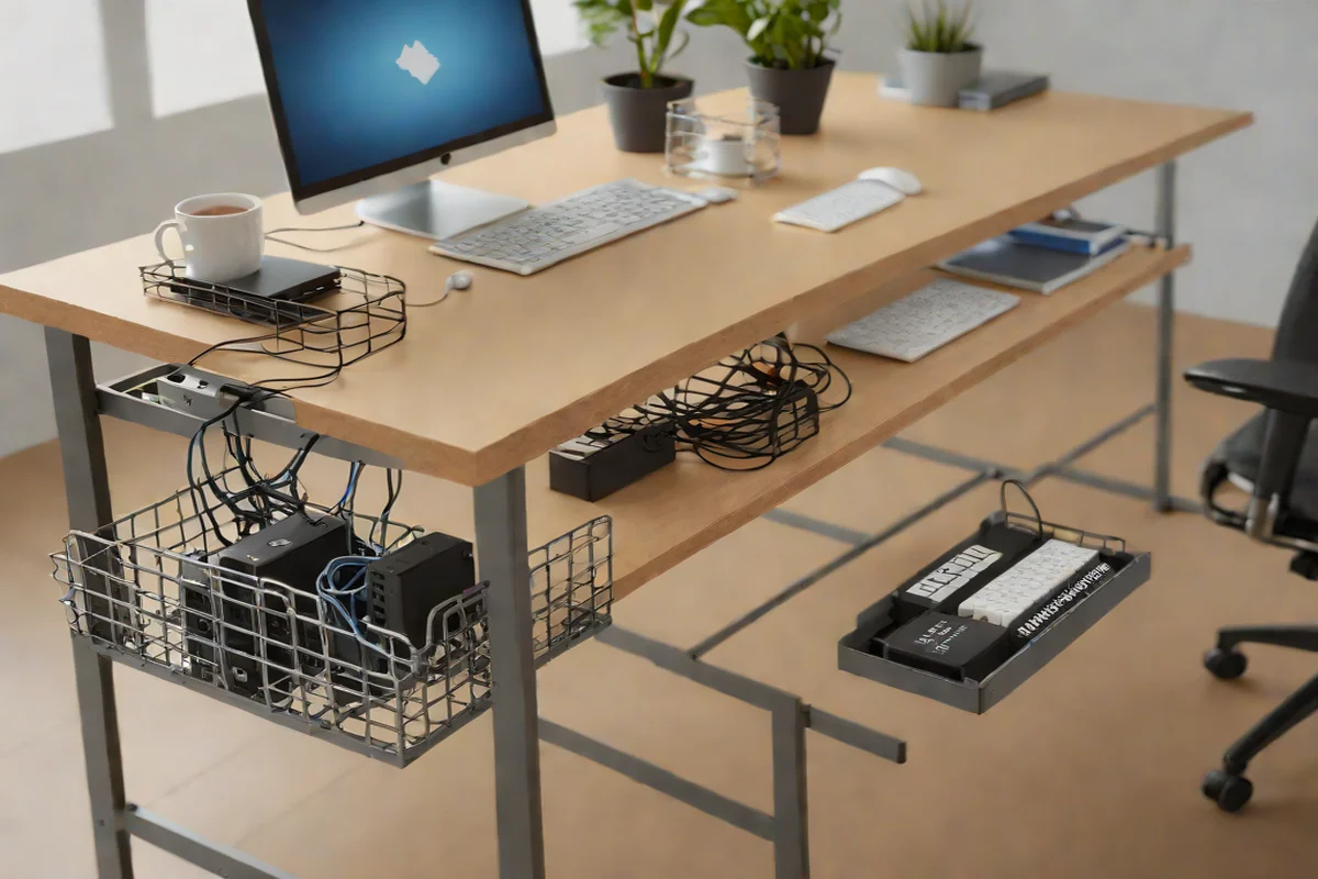 Inverted Desk-Skeleton Cable Management Trays - Modern Cowgirl Bedroom Ideas