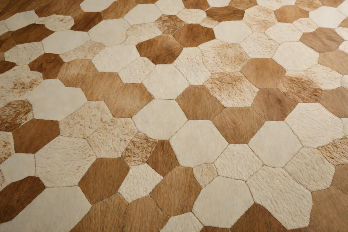 Layered Natural Cowhide Overlay Rugs - Modern Cowgirl Bedroom Ideas