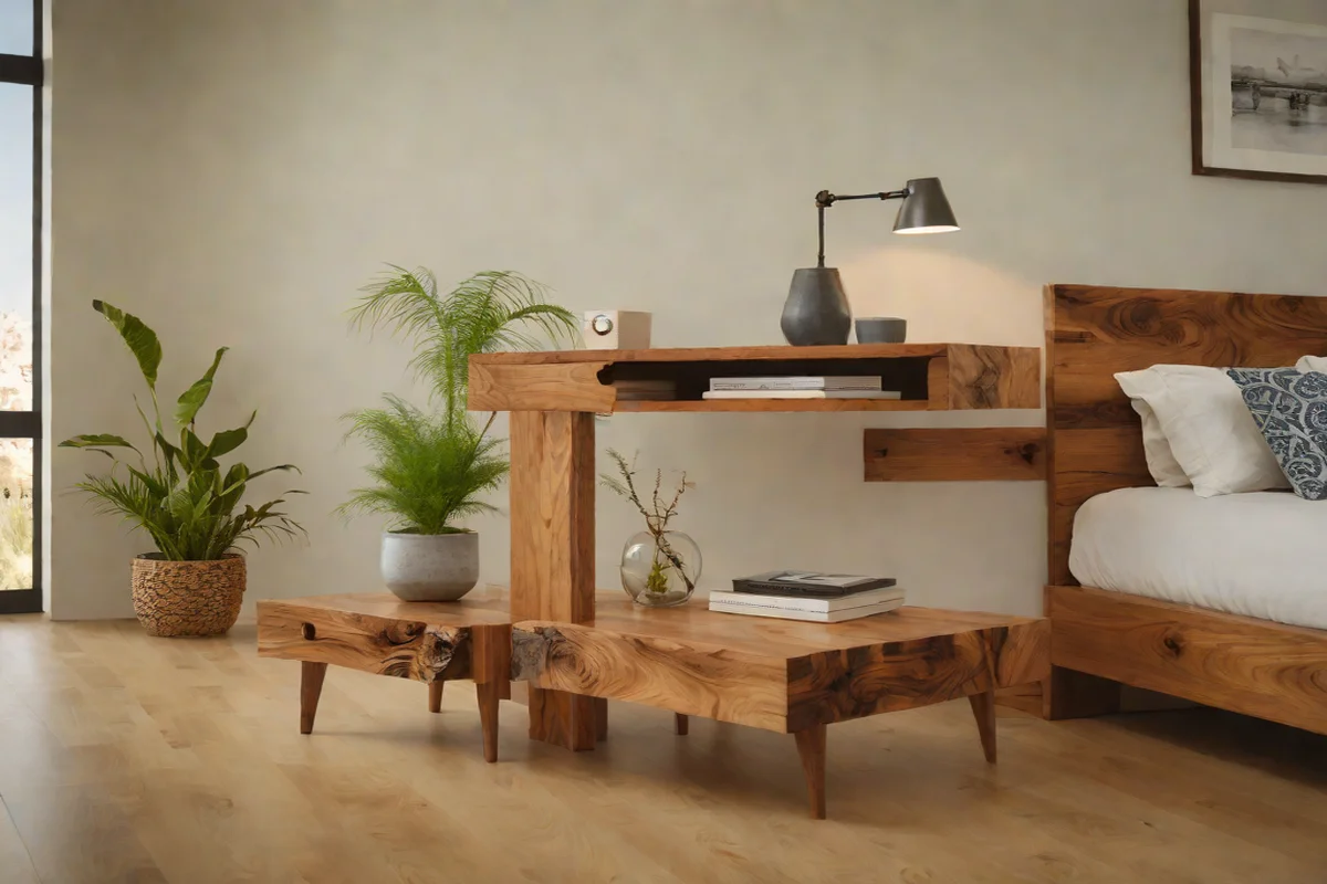 Floating Live-Edge Mesquite Timber Nightstands - Modern Cowgirl Bedroom Ideas