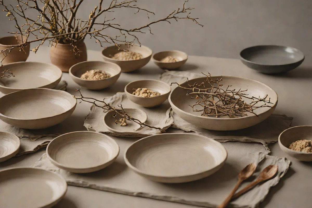 Hand-Thrown Ceramic Wabi-Sabi Table Settings - Modern Rococo Revival Living Room Ideas