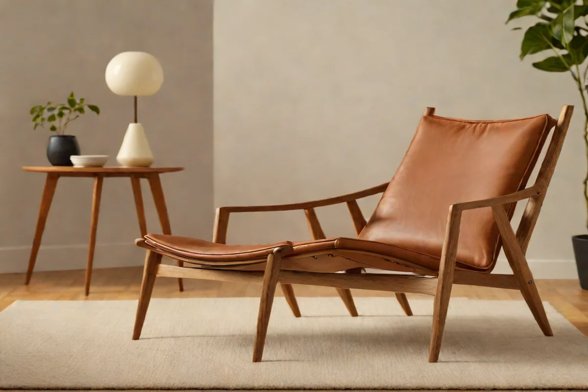 Low-Profile Vintage Leather Sling Accent Chairs - Quiet Luxury Living Room