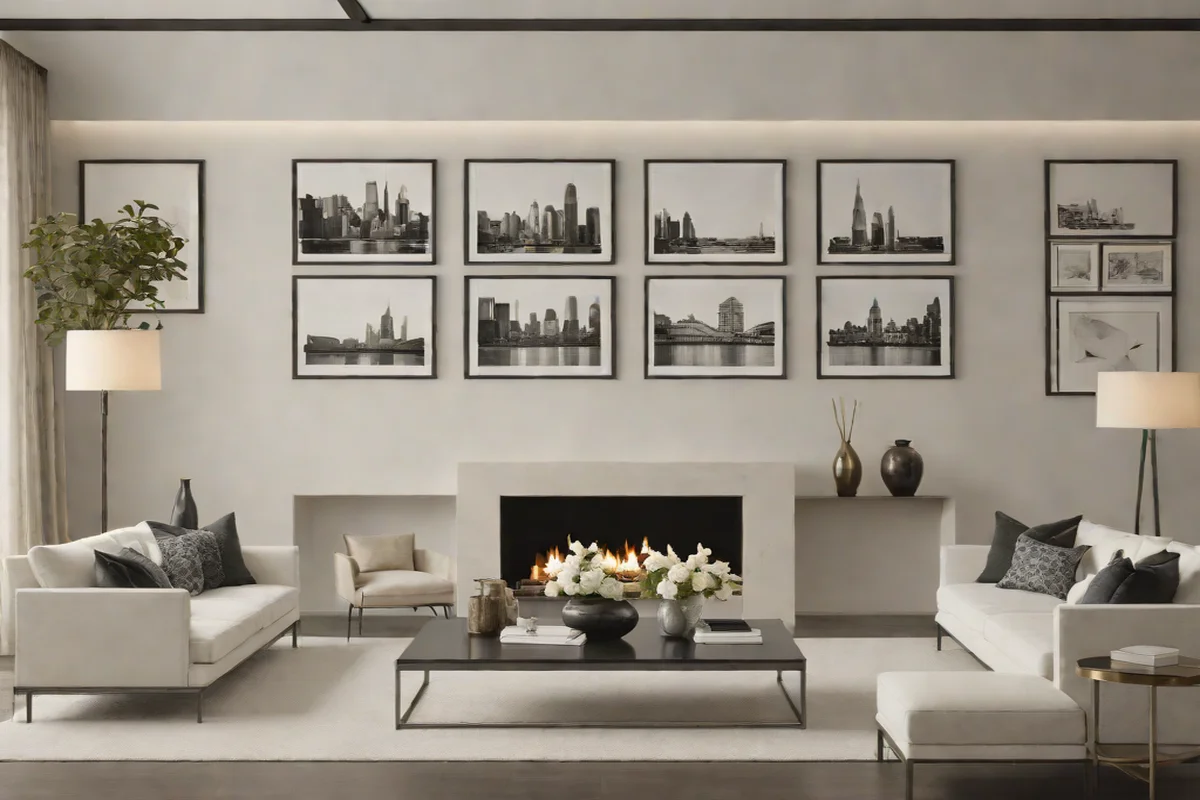 Symmetrical Axial Artwork Frames - Quiet Luxury Living Room