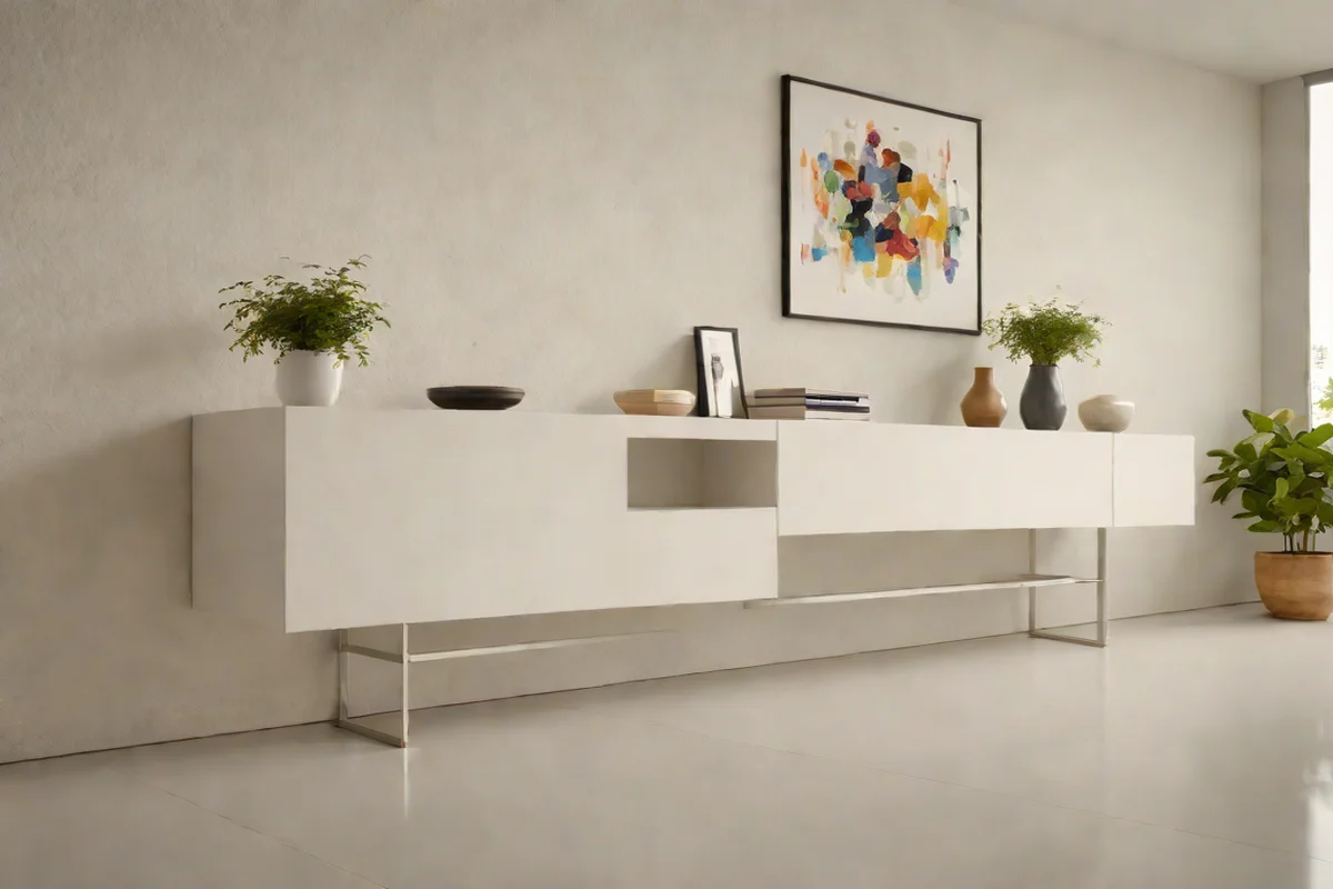 Low-Profile Floating Credenzas - Small White Living Room Ideas