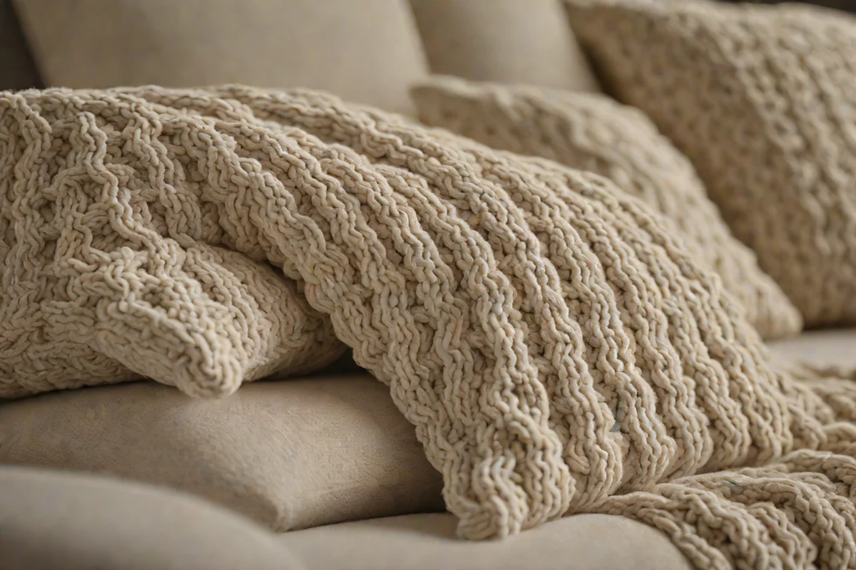 Bouclé and Raw Linen Textile Layering - Small White Living Room Ideas