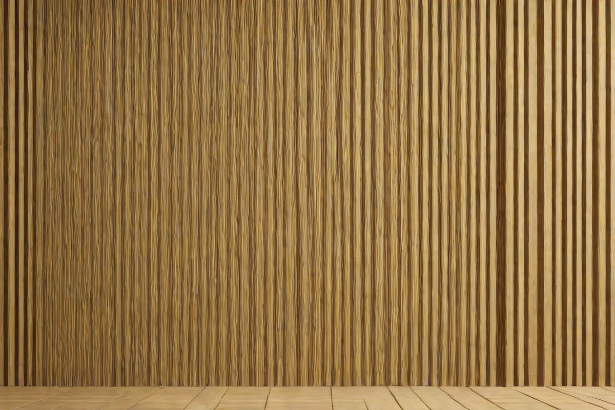 Vertical Wood Slat Acoustic Dividers - Small White Living Room Ideas