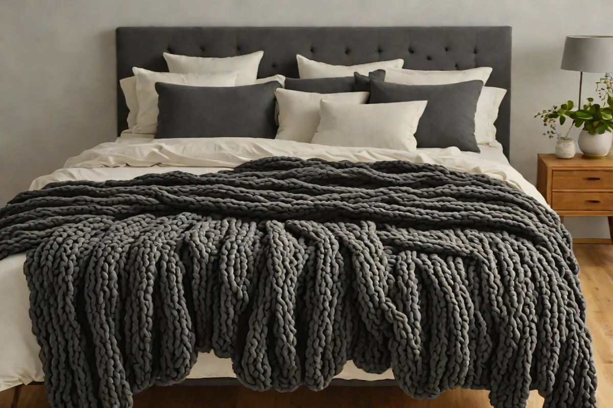 Oversized Chunky Knit Charcoal Throws - Teenage Boy Bedroom Ideas