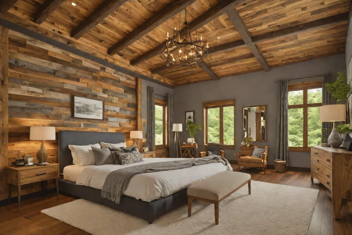 Monolithic Rough-Sawn Timber Accent Walls - western bedroom ideas