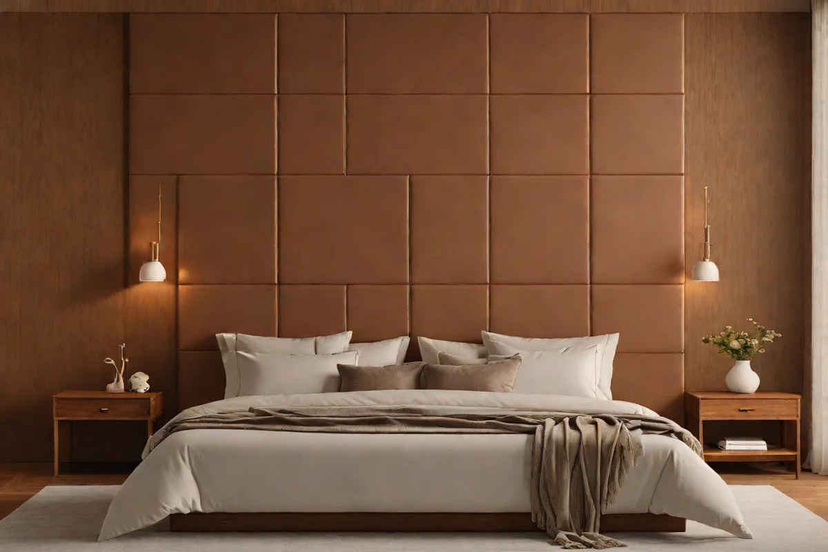 Cognac Leather-Wrapped Headboard Paneling - western bedroom ideas