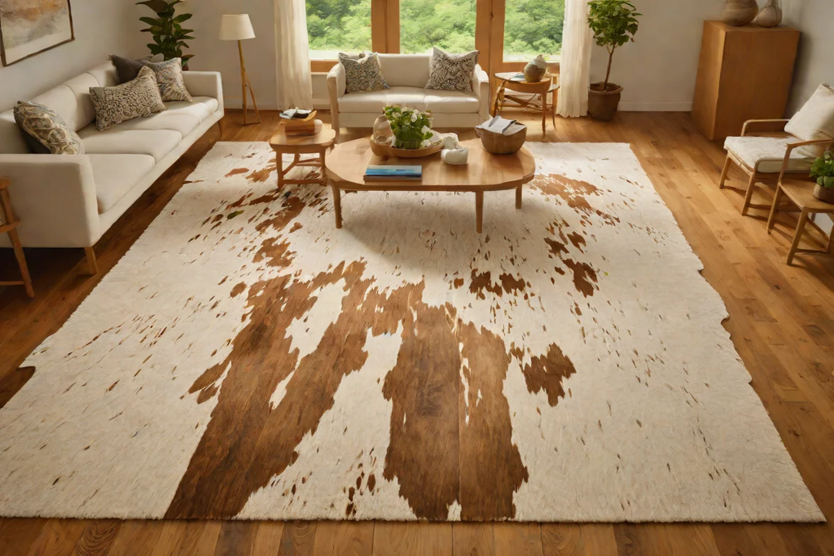 Layered Natural Cowhide Overlay Rugs - western bedroom ideas