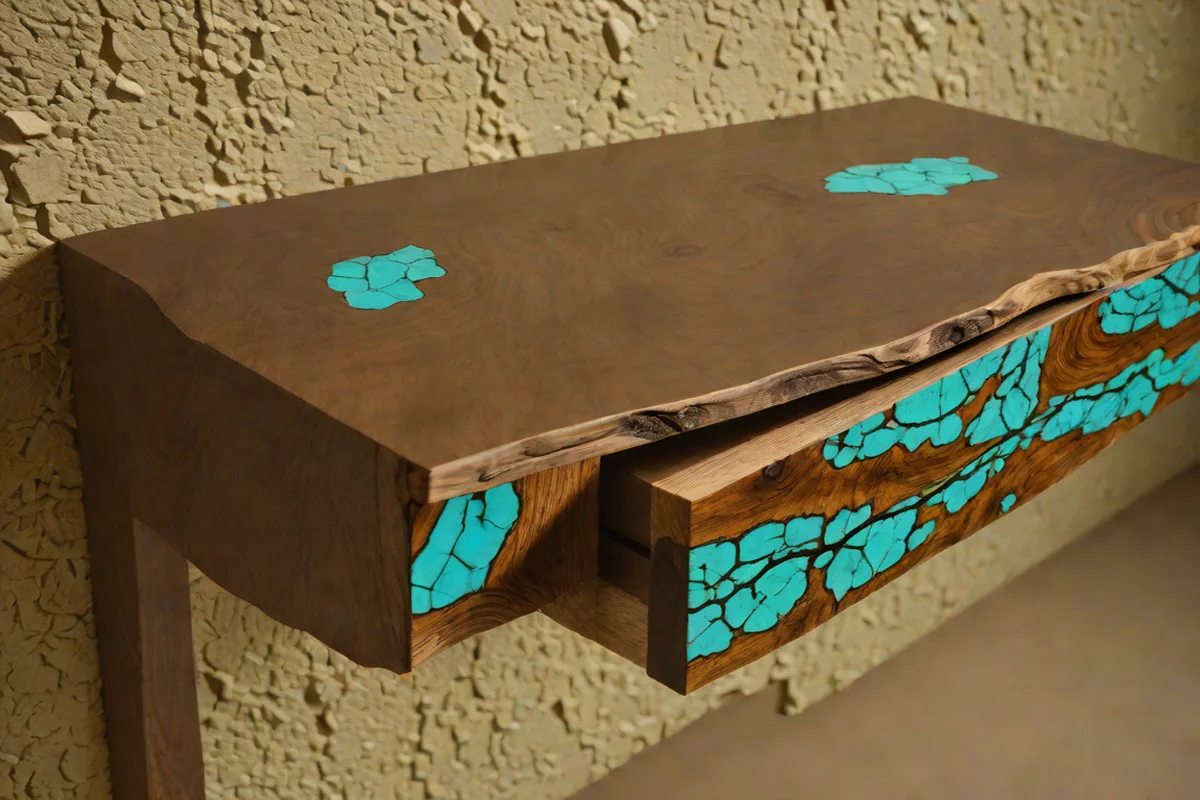 Floating Live-Edge Turquoise-Inlay Nightstands - western bedroom ideas