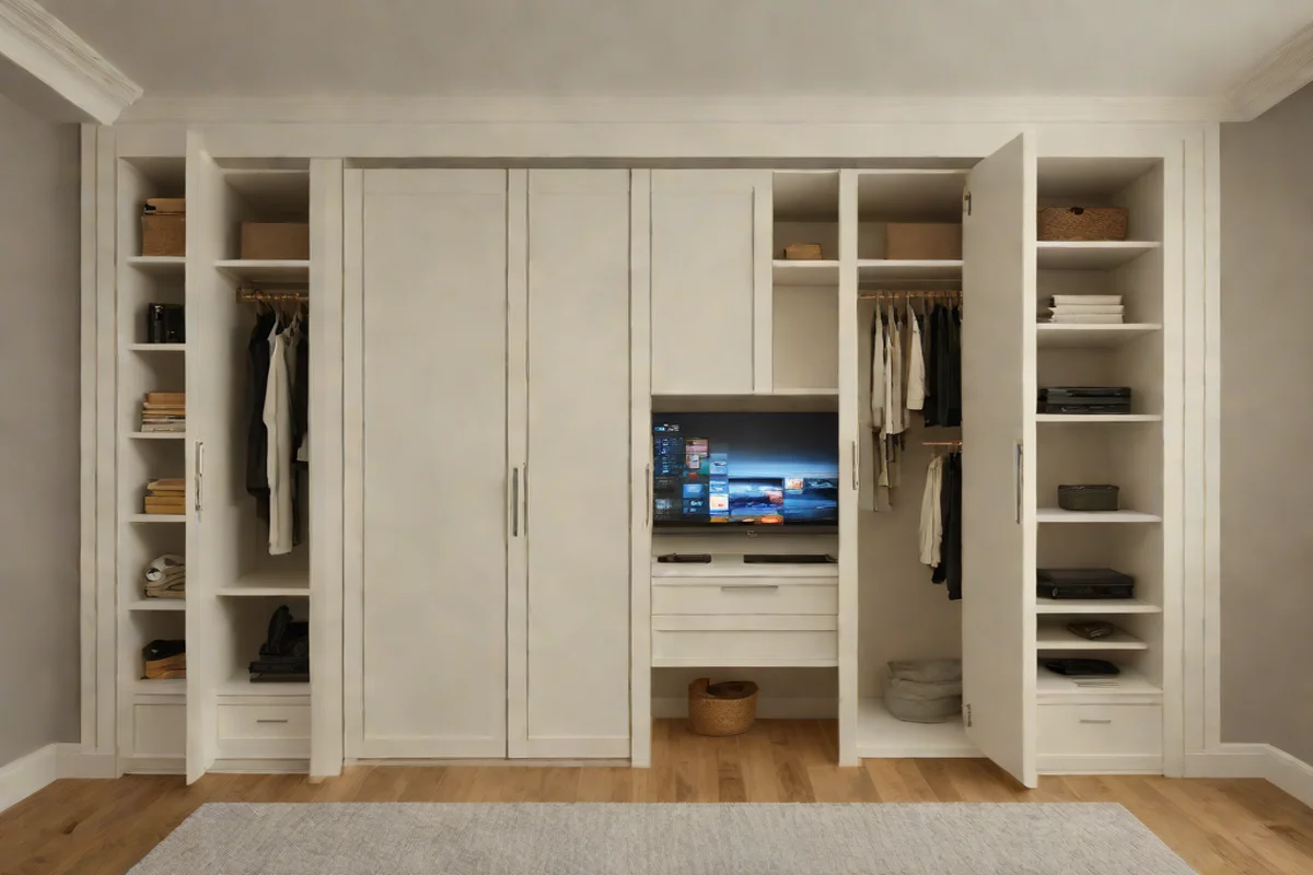 Hide Electronics Behind Custom Pocket Doors -  Chic Dreamy Bedroom Ideas
