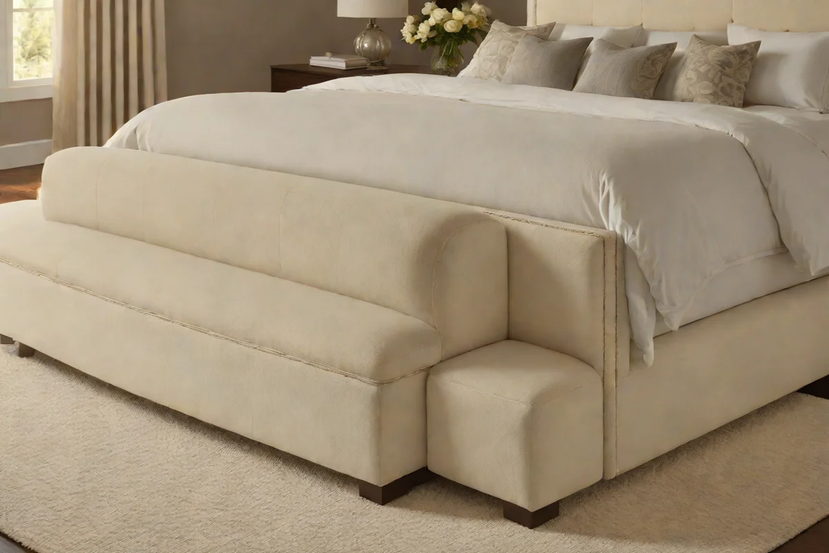 Position a Soft Bouclé Bench at the Foot of the Bed -  Chic Dreamy Bedroom Ideas