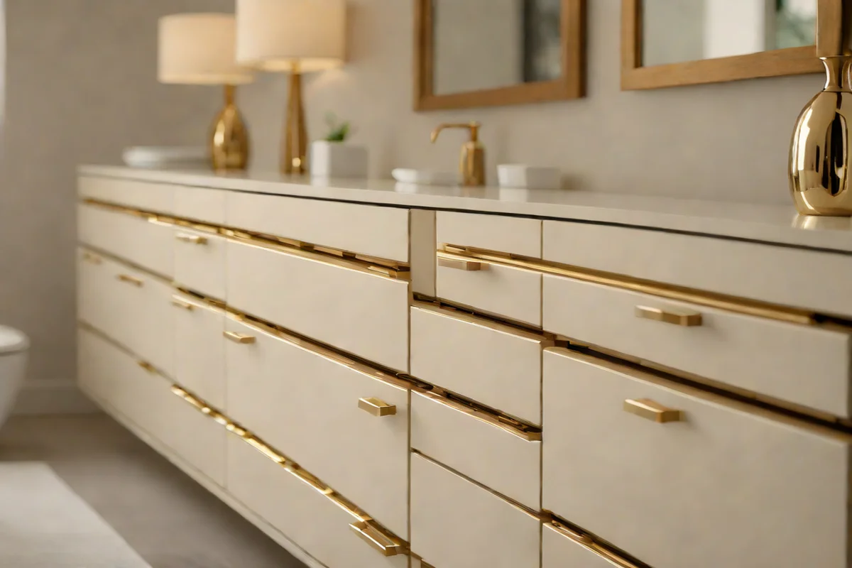 Incorporate Matte Brushed Brass Hardware Accents -  Chic Dreamy Bedroom Ideas
