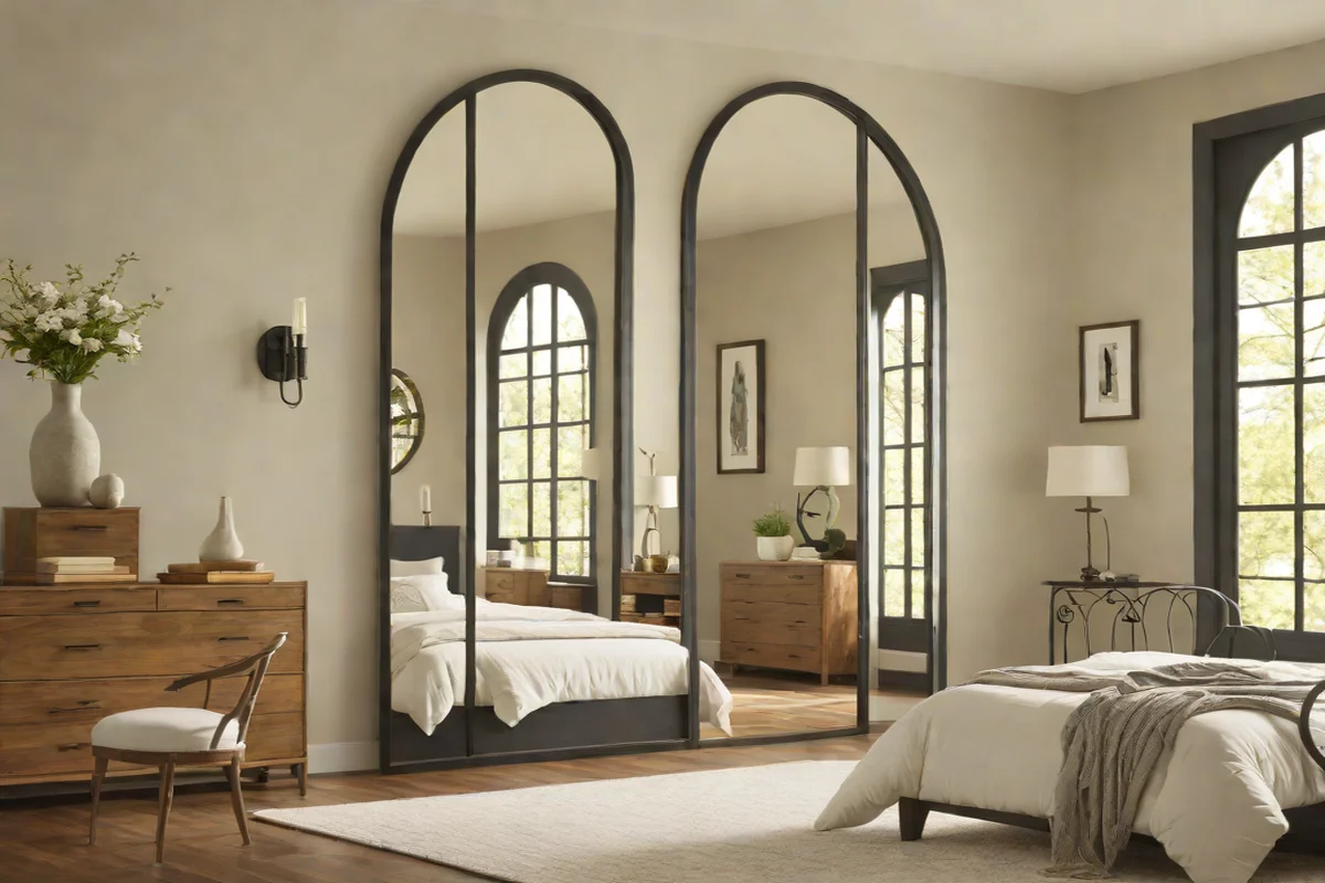 Anchor the Design with a Statement Architectural Mirror Anchor the Design with a Statement Architectural Mirror - Cozy Bedroom Ideas