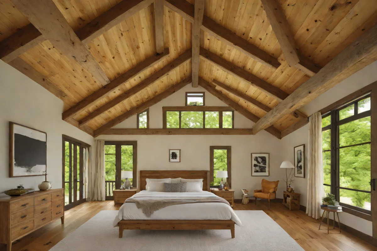 Install Rough-Sawn Reclaimed Ceiling Joists Install Rough-Sawn Reclaimed Ceiling Joists - earthy cottage bedroom ideas