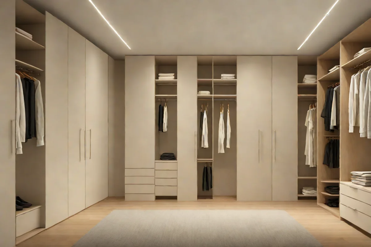 Utilize Flush-Faced Wardrobes in a Pristine Canvas Paint - Neutral Bedroom Decor Ideas