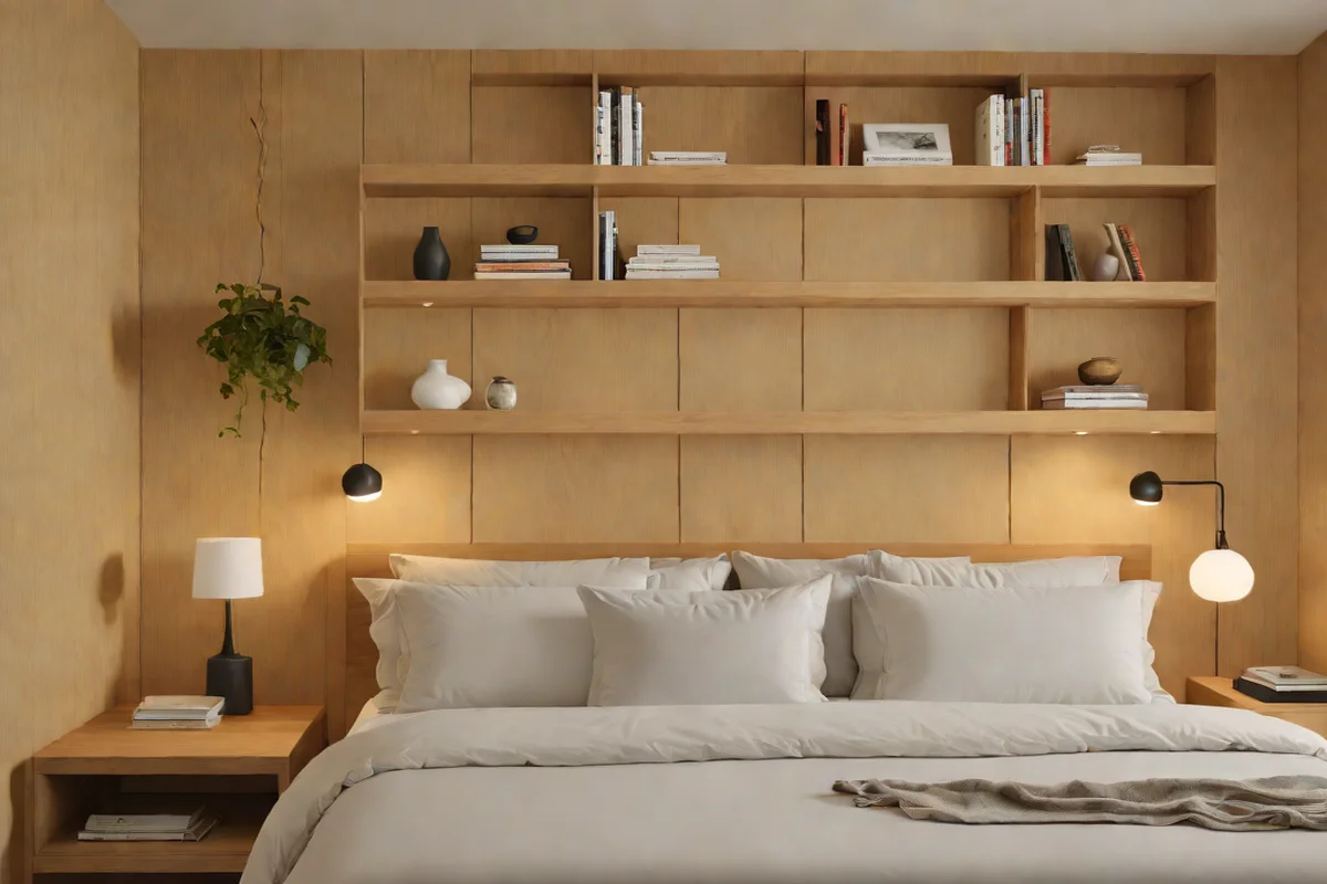 Position Symmetrical Floating Bedside Shelves - Neutral Bedroom Decor Ideas