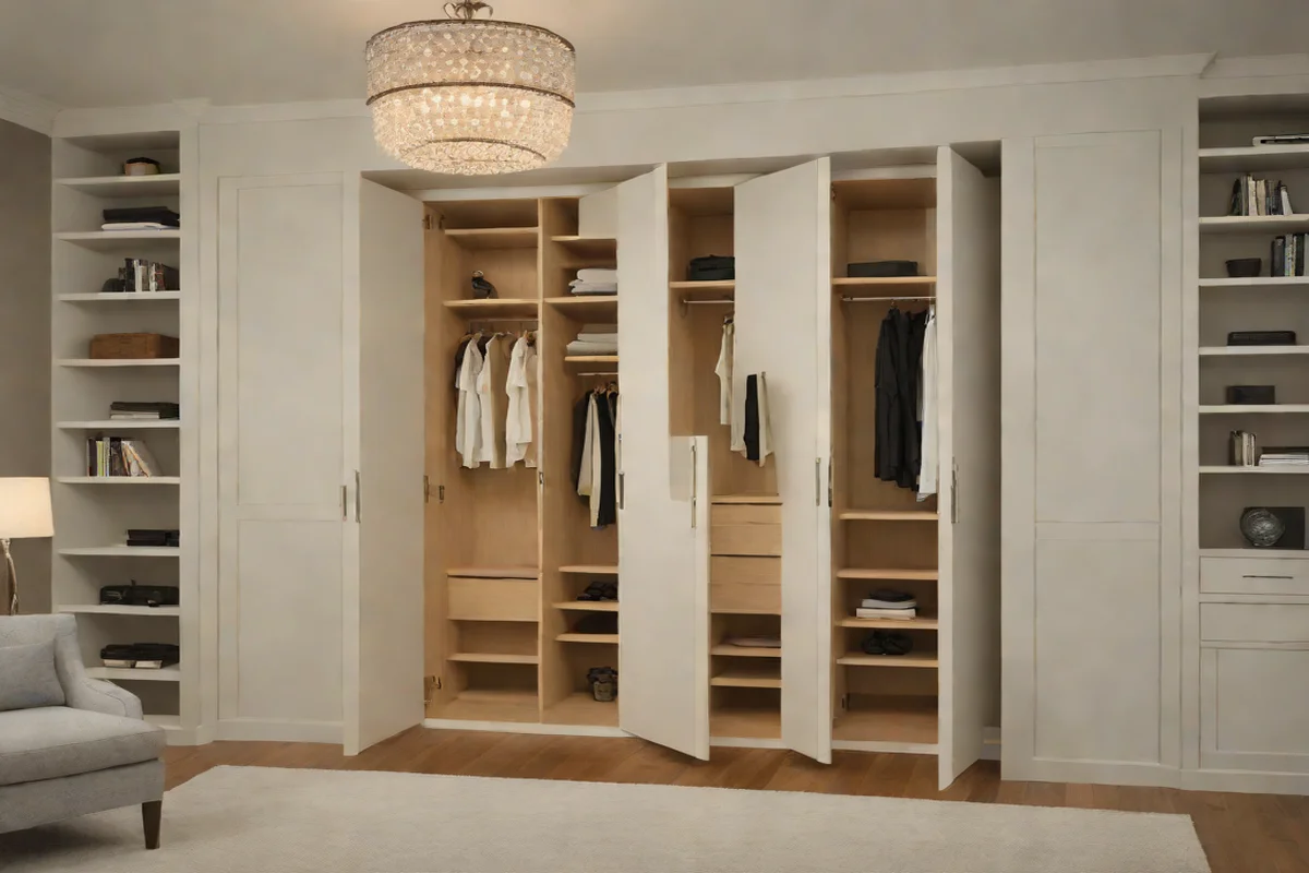 Hide Electronics Behind Custom Pocket Doors - Neutral Bedroom Decor Ideas