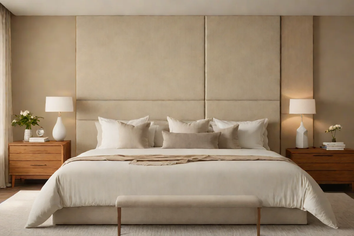 Position an Extra-Wide Linen Upholstered Headboard - Neutral Bedroom Decor Ideas