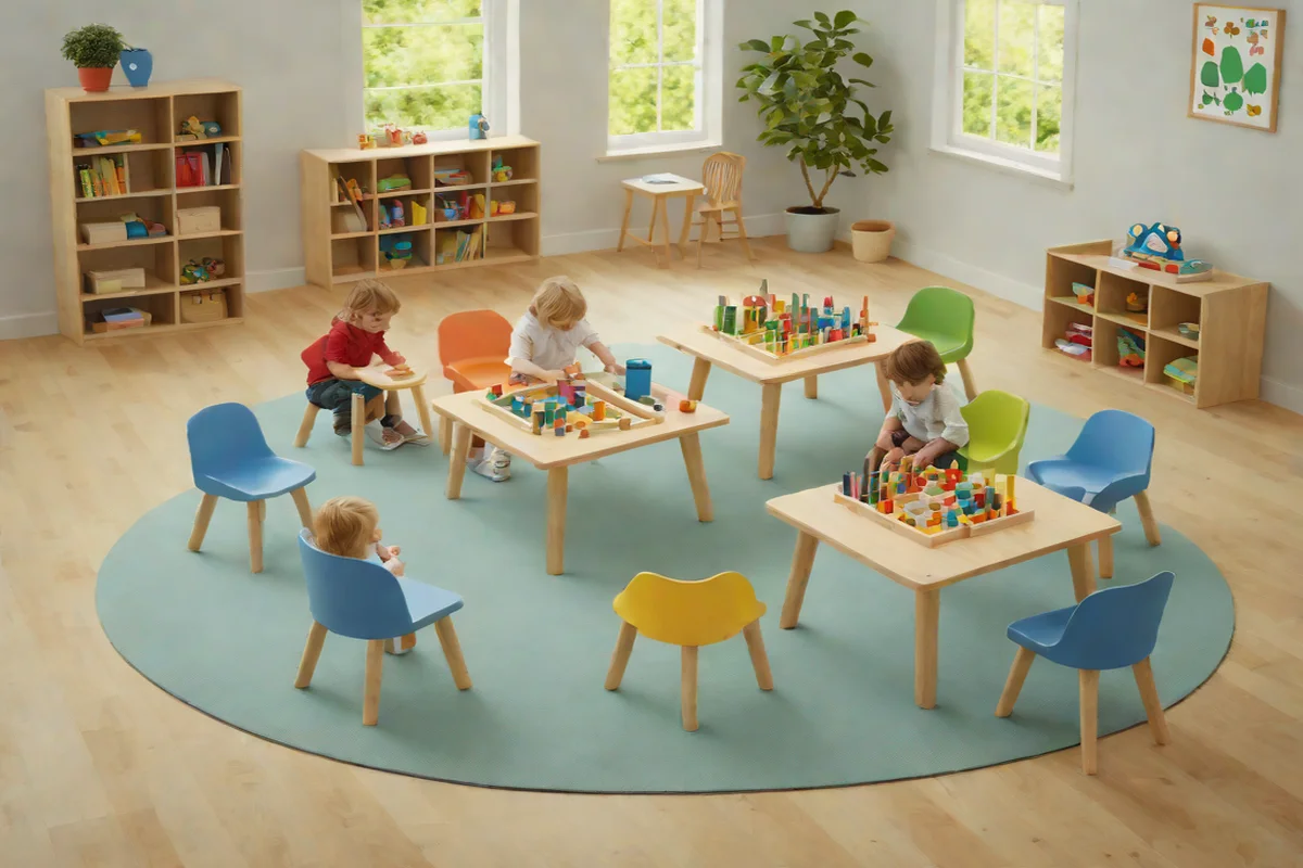 Place a Low Solid Timber Play Table and Chairs - Nursery Ideas for Baby Boys