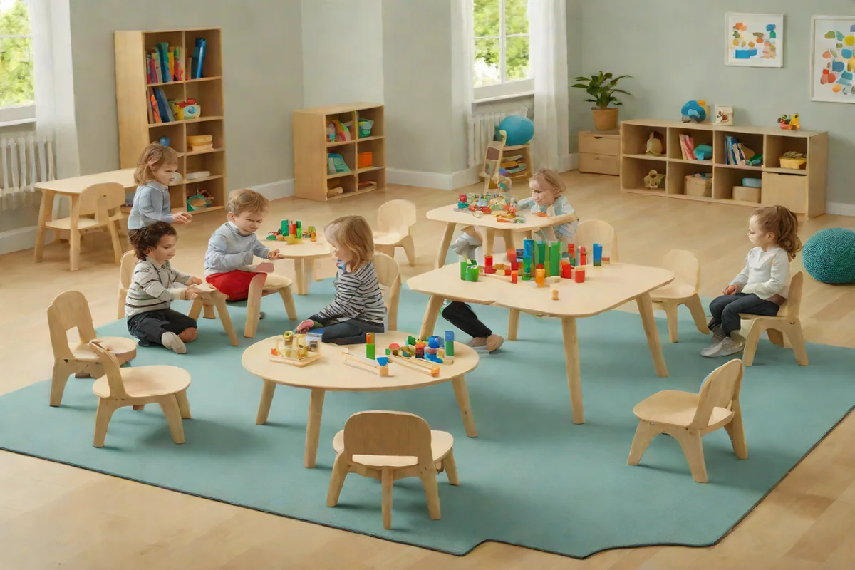 Place a Low Solid Timber Play Table and Chairs - Nursery Ideas for Girls