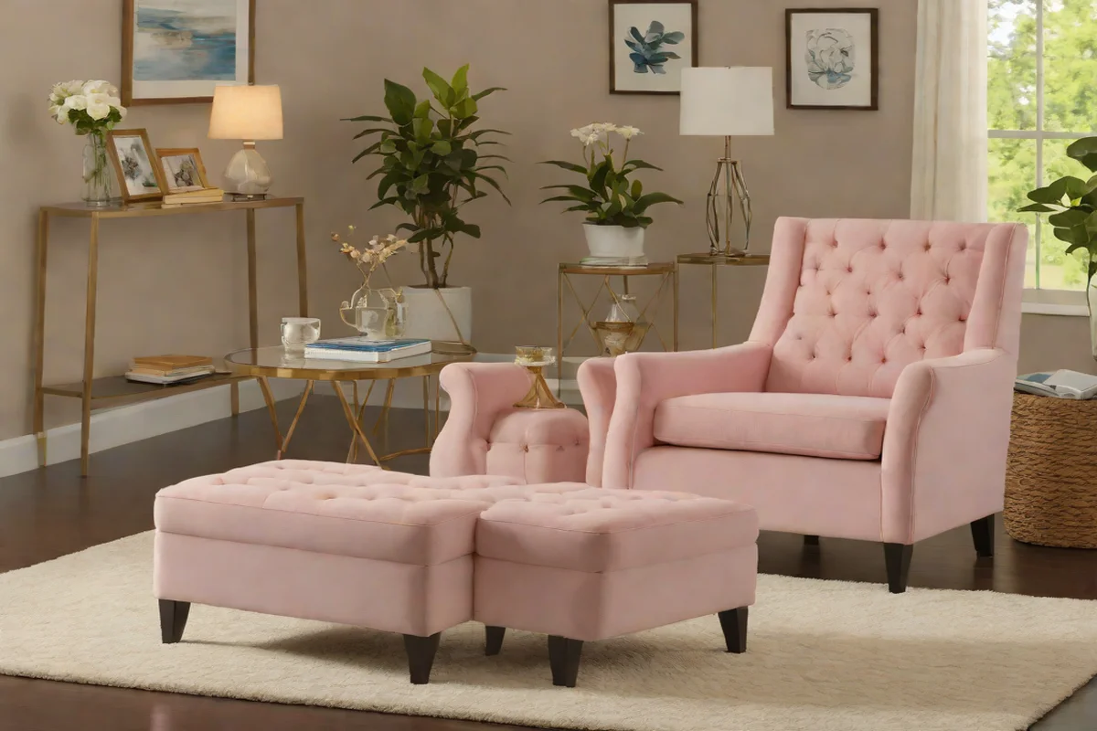 Anchor the Design with a Soft Velvet Tufted Ottoman - Nursery Ideas for Girls