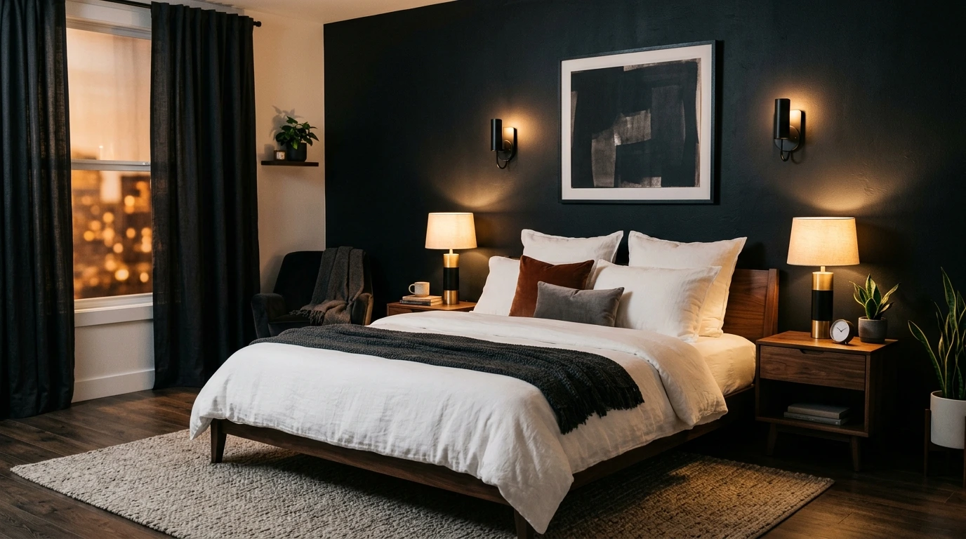 How To Paint The Perfect Black Feature Wall In Your Bedroom