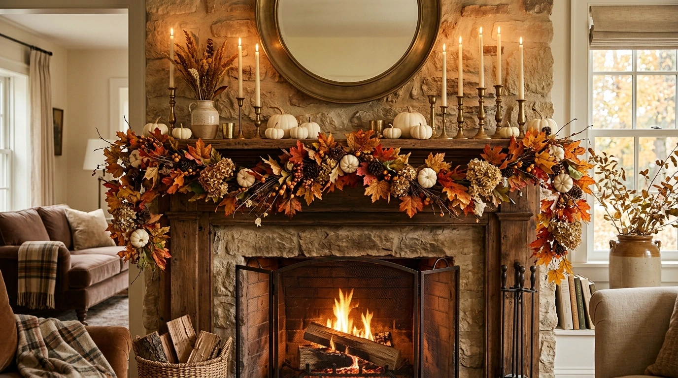 How To Decorate A Fall Fireplace Mantel Like An Interior Designer