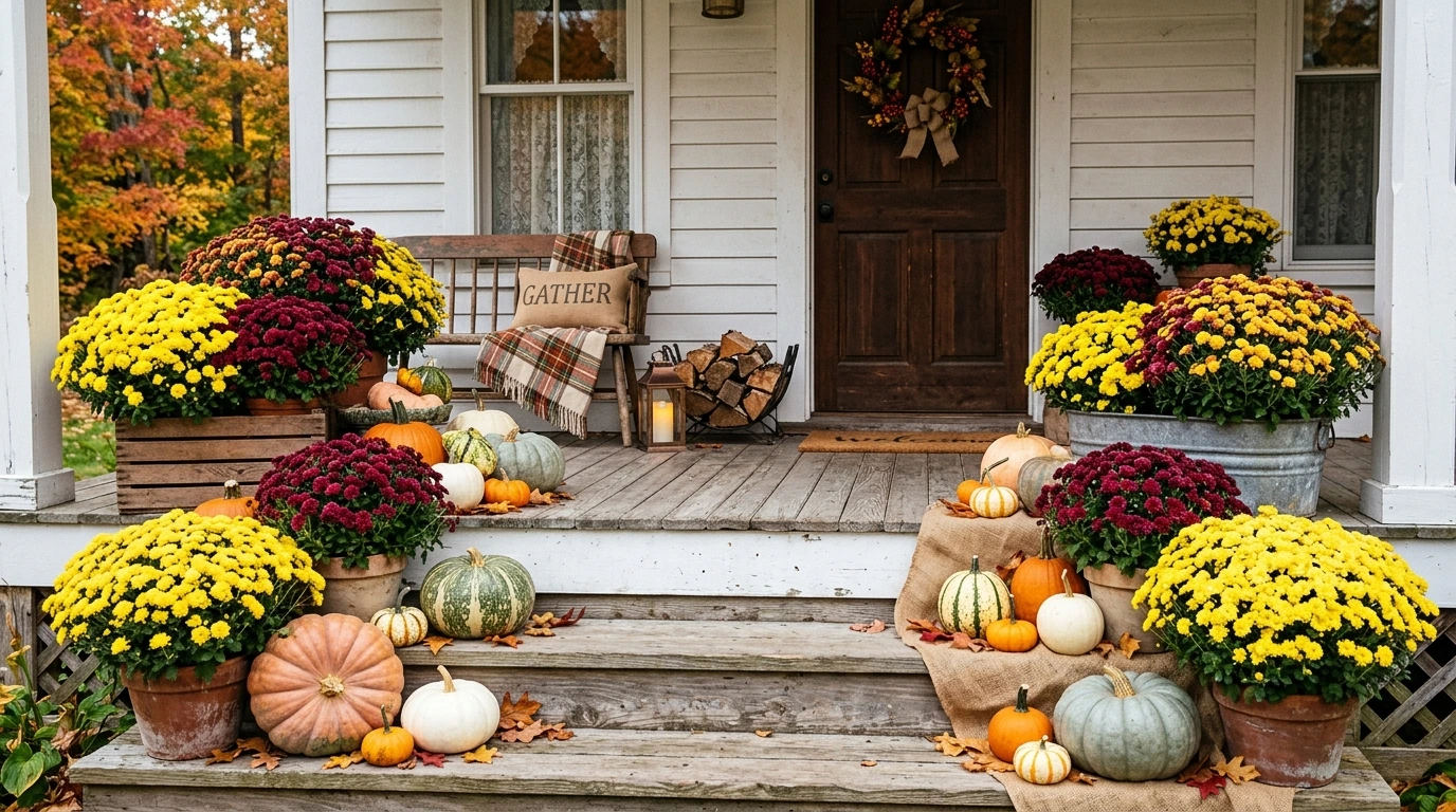 How To Style Mums And Pumpkins Together For The Perfect Front Porch