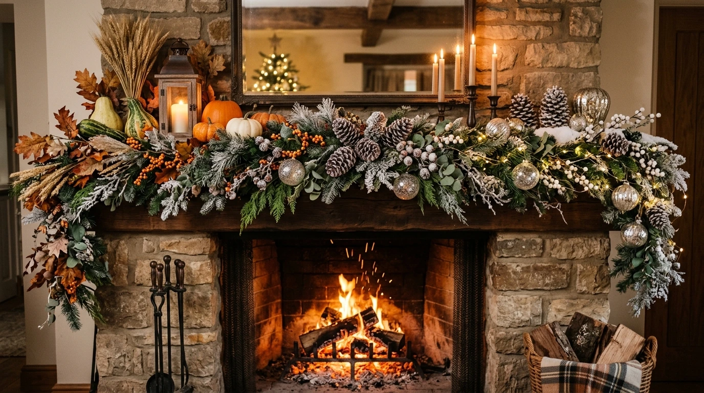 Warm Up Your Mantel From Fall Harvest To Winter Wonderland