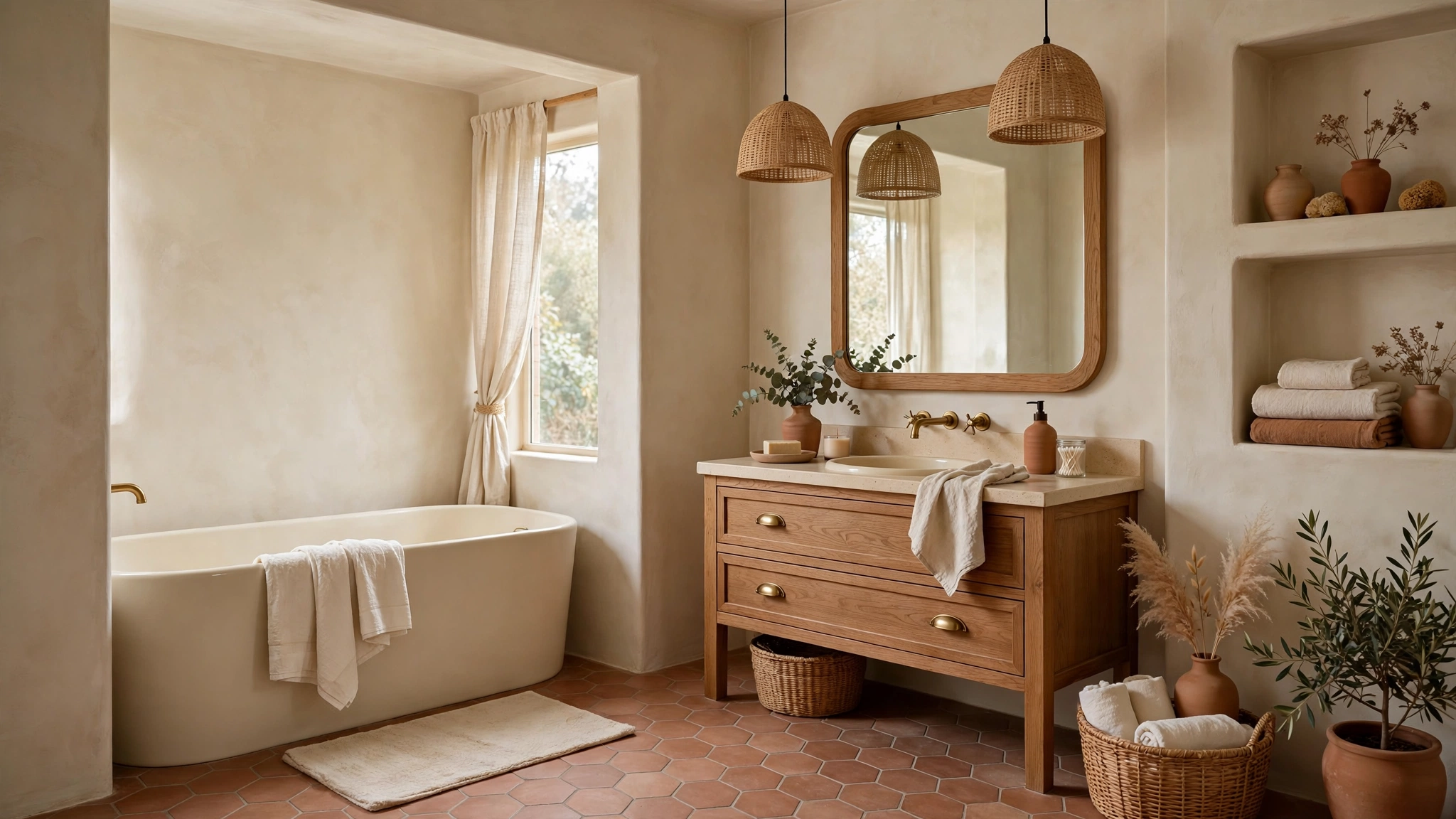 Warm beige vs cool gray bathroom paint swatches compared