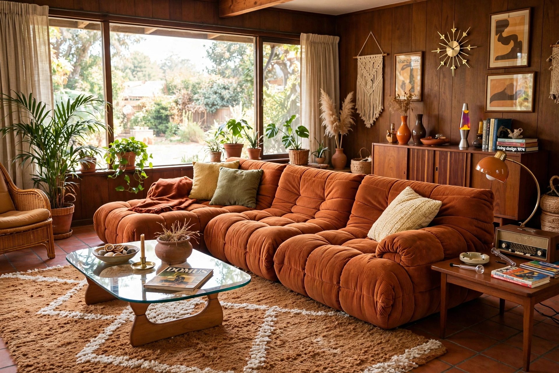 Retro 1970s Togo style frameless lounge sofa, vintage modern living room