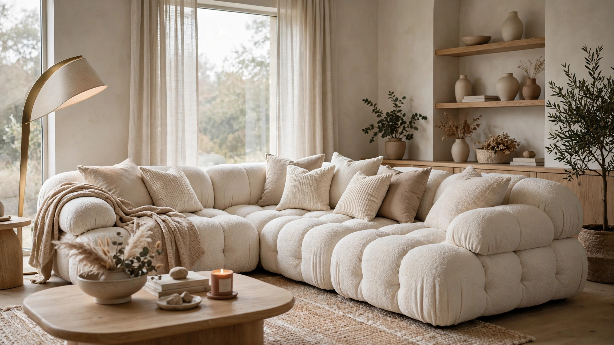 Cloud comfort sofa with deep plush cushions, ultra cozy living room